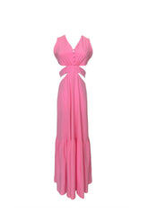 Manera Odevatca waist cut pink long dress